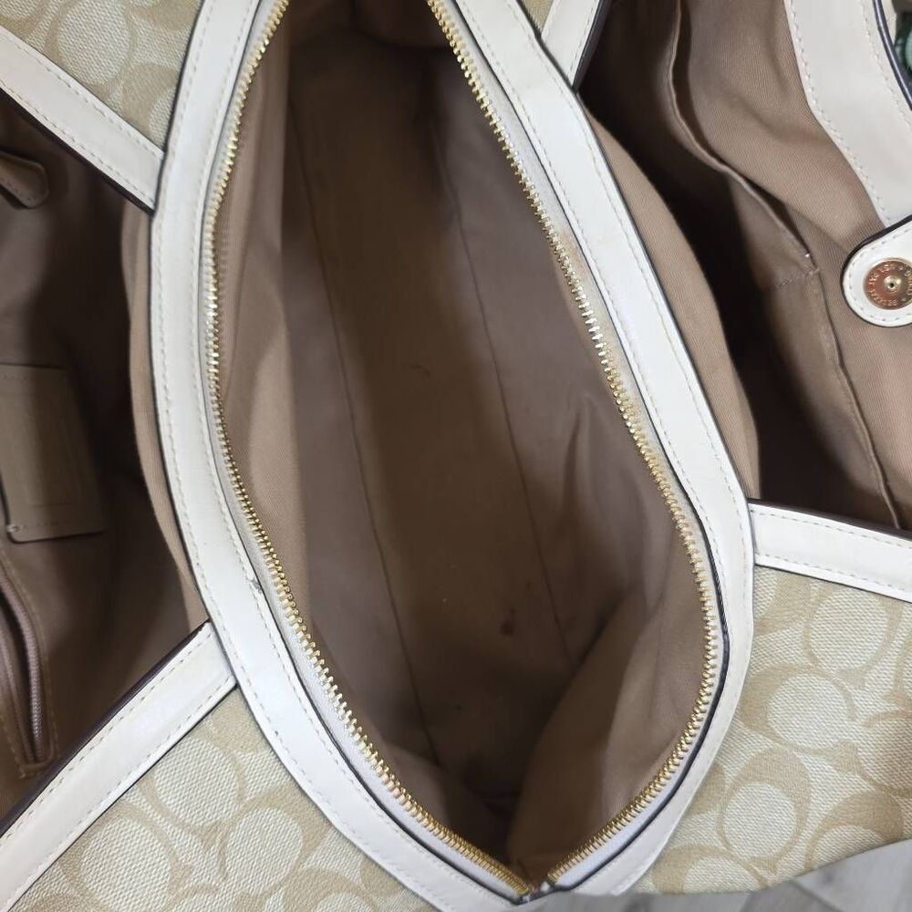 Coach Kristy Signature Hobo Shoulder Bag | Light Khaki Coated Canvas & Chalk Lea - Picture 13 of 14